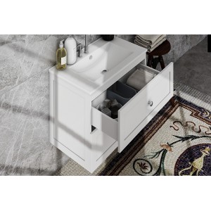 MW12 Matte White MDF Wall Hung Vanity Cabinet Only